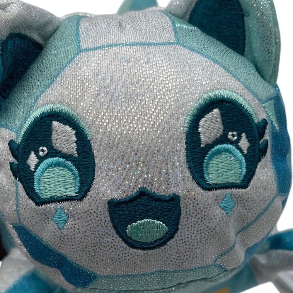 Aphmau MeeMeows Diamond Cat Mystery Plush Blue Silver Glitter Geometric 6 Inch